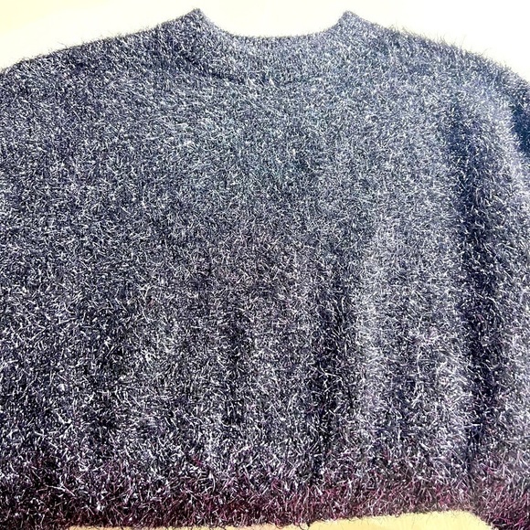 H&M Tops - H&M BLACK  SHIMMER ROUND NECK SWEATER SITER SIZE M